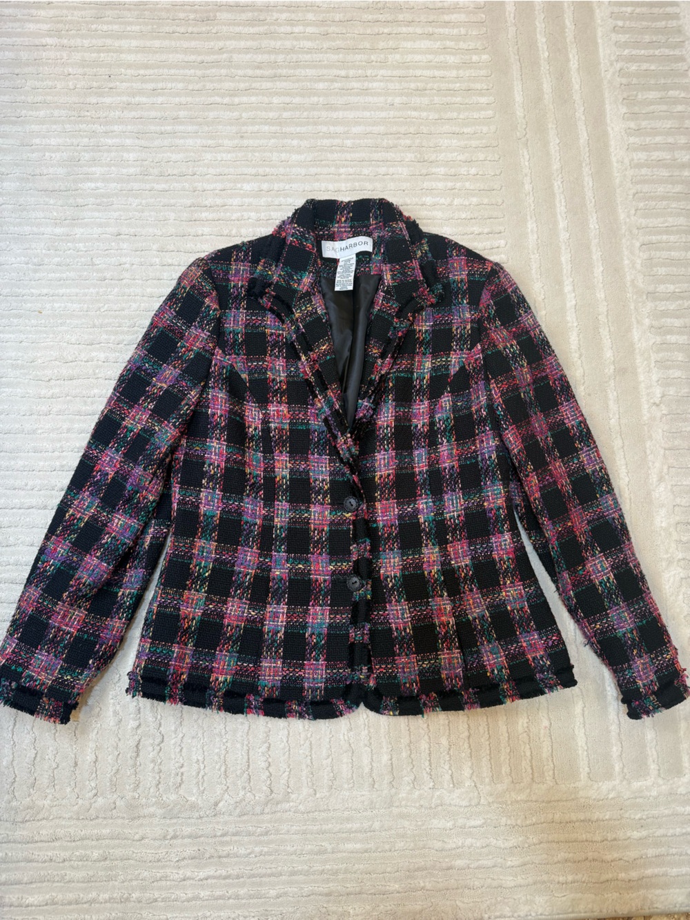 Vintage Sag Harbor Rainbow Metallic Tweed Blazer Size 8
